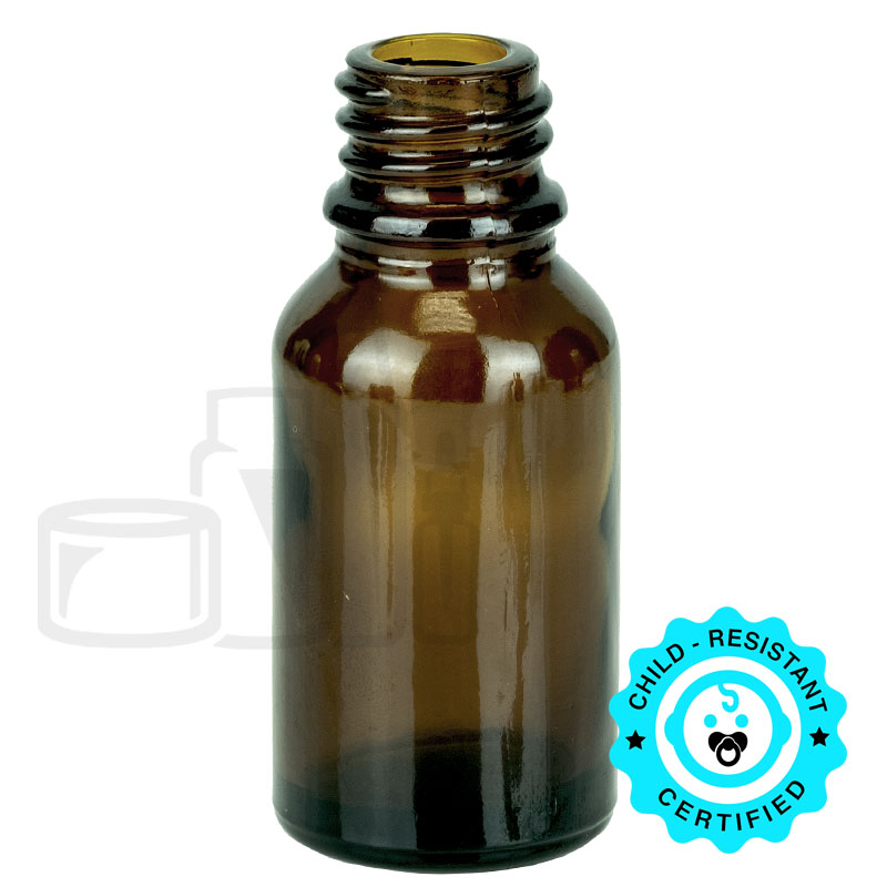15ml Amber Glass Euro Bottle with 18-415 Neck Finish (468/case)