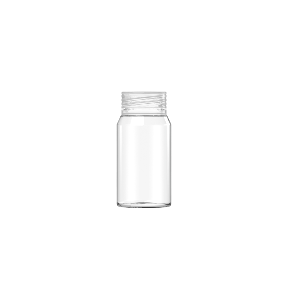 60ML Mini Spiral Shot Bottle w/ Friction Fit Closure & Tamper Break-Off Band (Clear Natural Bottle w/ Clear Natural Closure) - 500/case